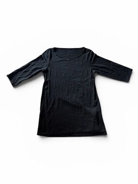 Eileen Fisher medium black organic linen long tunic top old money organic